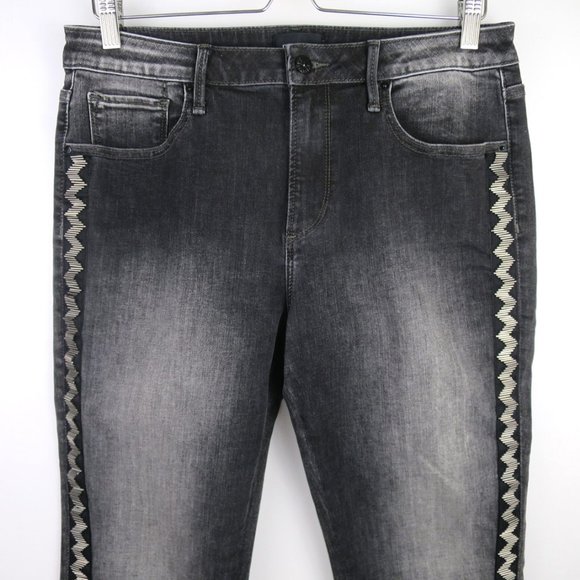Driftwood Jackie Zig Zag Beaded Skinny Jeans Size 31 NWOT - Picture 9 of 13